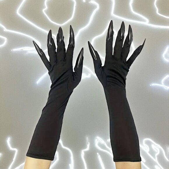 BLACK Pull On Dress Gloves with Nails NEW NIP - Picture 1 of 4